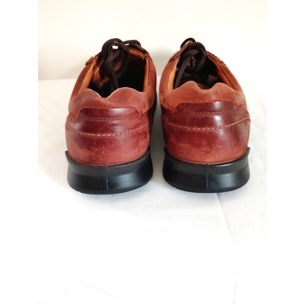 ECCO Seawalker Tie Brown Leather Casual Oxford Old Money Comfort Shoes Men EU 48